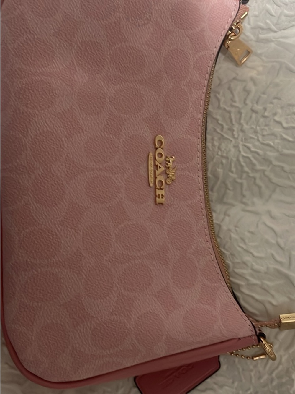 Coach Blush Pink Signature Shoulder Bag with Gold Hardware